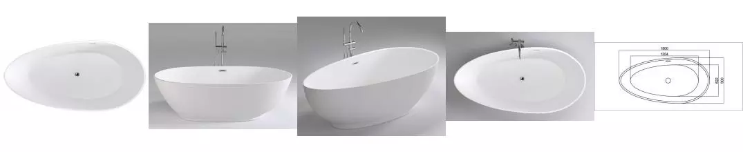 Ванна акриловая «Black & White» SB106 180/90 с сифоном белая Ванна акриловая «Black & White» SB106 180/90 с сифоном белая