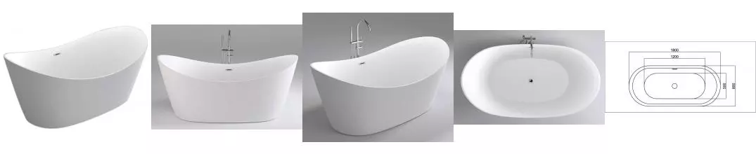 Ванна акриловая «Black & White» SB104 180/80 с сифоном белая Ванна акриловая «Black & White» SB104 180/80 с сифоном белая