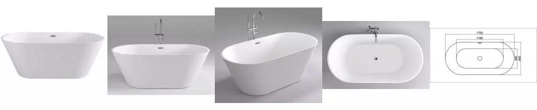 Ванна акриловая «Black & White» SB103 170/80 с сифоном белая Ванна акриловая «Black & White» SB103 170/80 с сифоном белая