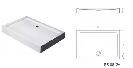 Душевой поддон «Black & White» RS-0812H 120/80 низкий акриловый прямоугольный Душевой поддон «Black & White» RS-0812H 120/80 низкий акриловый прямоугольный