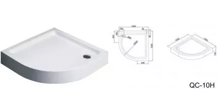 Душевой поддон «Black & White» QC-10H 100/100 низкий акриловый четверть круга Душевой поддон «Black & White» QC-10H 100/100 низкий акриловый четверть круга