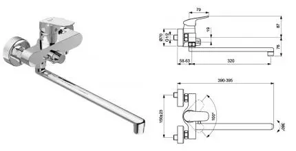 Смеситель для ванны «Ideal Standard» Ceraflex B1741AA хром