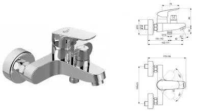 Смеситель для ванны «Ideal Standard» Ceraflex B1740AA хром