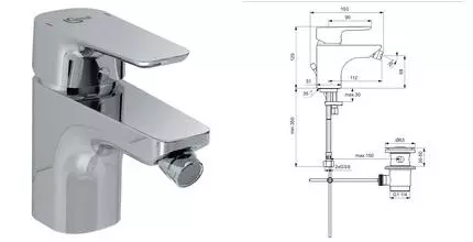 Смеситель для биде «Ideal Standard» CeraPlan III B0713AA с донным клапаном хром Смеситель для биде «Ideal Standard» CeraPlan III B0713AA с донным клапаном хром