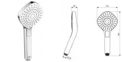 Ручная лейка «Ideal Standard» IdealRain Evo Diamond L3 B2232AA хром Ручная лейка «Ideal Standard» IdealRain Evo Diamond L3 B2232AA хром