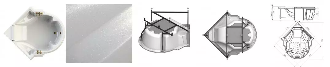 Ванна акриловая «Radomir» Монте-Карло 149/149 с каркасом без сифона перламутровая