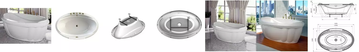 Ванна акриловая «Radomir» Гранада 185/110 с каркасом без сифона белая перламутр с молдингом хром