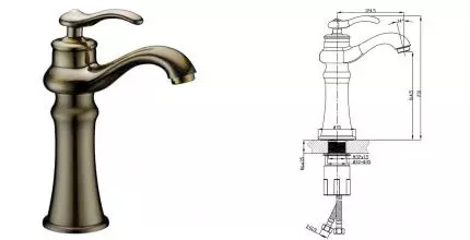 Смеситель для раковины «Radomir» Чайник высокий бронза Смеситель для раковины «Radomir» Чайник высокий бронза