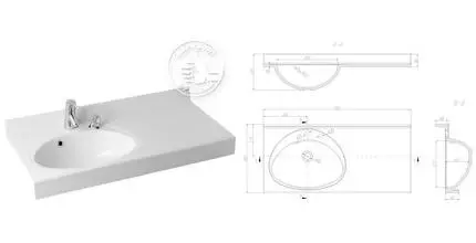 Раковина «Aquaton» Отель 100 литьевой мрамор белая левая