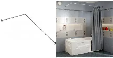 Карниз для ванной «Radomir» Г-образный 150/75 на стену хром