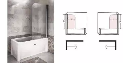 Шторка на ванну стеклянная «Radomir» 75/140 прозрачная левая