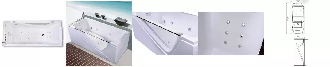Гидромассажная ванна акриловая «Orans» OLS-BT65108 170/75 с каркасом с сифоном белая левая