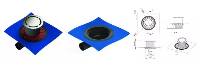 Душевой лоток «Berges Wasserhaus» Zentrum Norma R 135 боковой выпуск хром