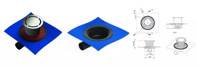 Душевой лоток «Berges Wasserhaus» Zentrum Norma R 135 боковой выпуск матовый хром