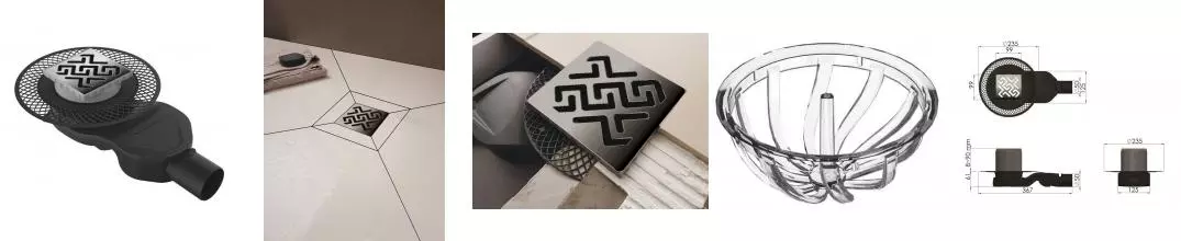 Трап для душа «Berges Wasserhaus» Platz Antik 100/100 090160 боковой выпуск матовый хром Трап для душа «Berges Wasserhaus» Platz Antik 100/100 090160 боковой выпуск матовый хром
