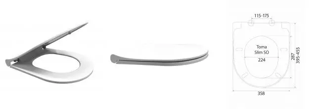 Сиденье для унитаза «Berges Wasserhaus» Toma Slim SO дюропласт с микролифтом белое