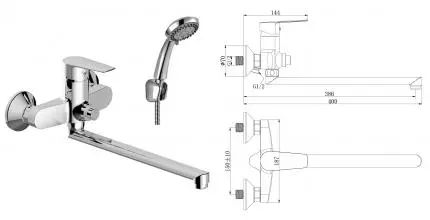 Смеситель для ванны «Rossinka» S35-35 хром