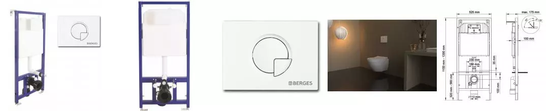 Инсталляция для унитаза с кнопкой «Berges Wasserhaus» Novum 525 кнопка R1 белая