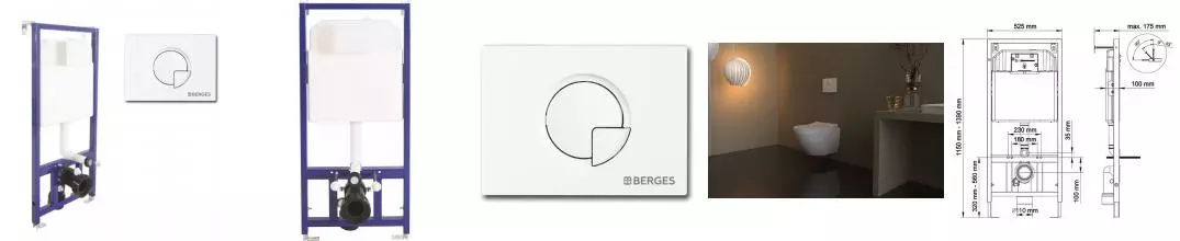 Инсталляция для унитаза с кнопкой «Berges Wasserhaus» Novum 525 кнопка R1 белая Инсталляция для унитаза с кнопкой «Berges Wasserhaus» Novum 525 кнопка R1 белая