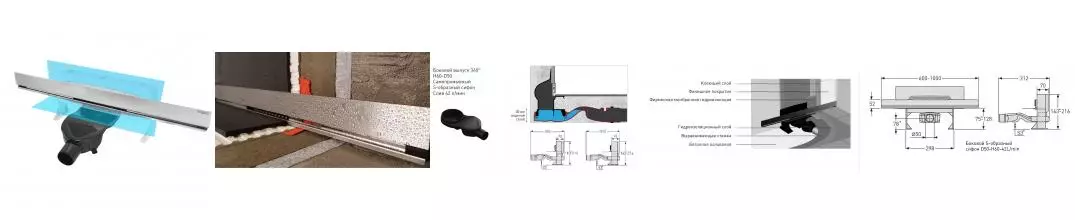 Душевой лоток «Berges Wasserhaus» Wall 600 боковой выпуск хром