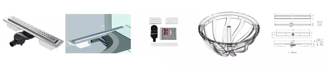 Душевой лоток «Berges Wasserhaus» B1 Antik 700 боковой выпуск хром