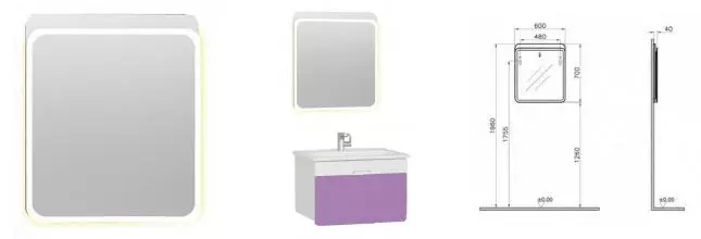 Зеркало «Vitra» D-Light 60 с подсветкой белое Зеркало «Vitra» D-Light 60 с подсветкой белое