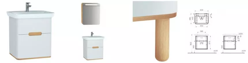 Тумба с раковиной «Vitra» Sento 65 (Sento 65) подвесная белая Тумба с раковиной «Vitra» Sento 65 (Sento 65) подвесная белая