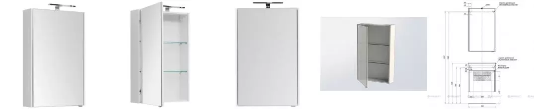 Зеркальный шкаф «Aquanet» Августа 58 без света белый левый