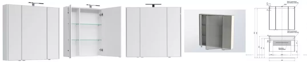 Зеркальный шкаф «Aquanet» Августа 100 без света белый Зеркальный шкаф «Aquanet» Августа 100 без света белый