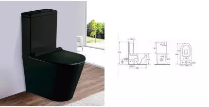 Унитаз компакт безободковый «Esbano» Alagon чёрный матовый с сиденьем дюропласт с микролифтом чёрное