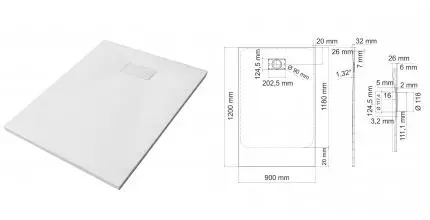 Душевой поддон «WasserKRAFT» Main 41T07 120/90 низкий стеклопластик прямоугольный белый