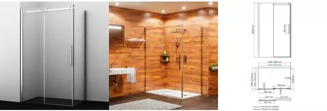 Душевой угол-ограждение «WasserKRAFT» Alme 15R10 120/100 прозрачный/хром без поддона универсальный Душевой угол-ограждение «WasserKRAFT» Alme 15R10 120/100 прозрачный/хром без поддона универсальный