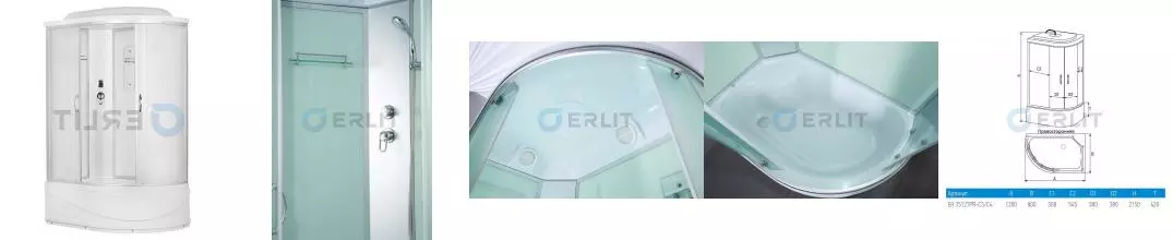 Душевая кабина «Erlit» Comfort 120/80 высокий поддон матовая/матовая левая Душевая кабина «Erlit» Comfort 120/80 высокий поддон матовая/матовая левая