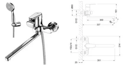 Смеситель для ванны «Lemark» Point LM0351C хром