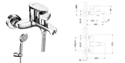 Смеситель для ванны «Lemark» Nero LM0214C хром