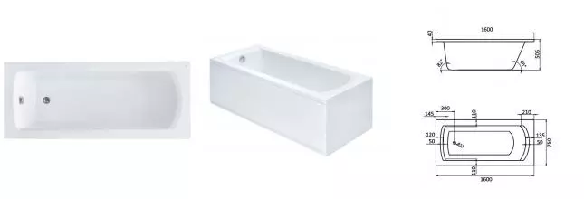 Ванна акриловая «Santek» Монако XL 160/75 без опор без сифона белая