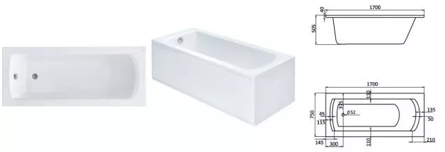 Ванна акриловая «Santek» Монако XL 170/75 без опор без сифона белая