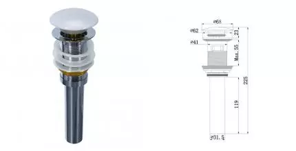 Донный клапан для раковины «Comforty» DK-01 с механизмом Клик-Клак белый