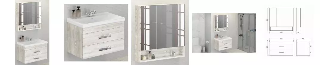 Мебель для ванной подвесная «Comforty» Никосия 80 дуб белый