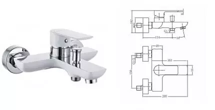 Смеситель для ванны «Aquanet» Arctic AF520-20СW белый/хром