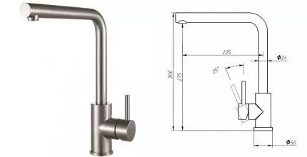 Смеситель для кухонной мойки «Aquanet» Steel AF211-41S сатин