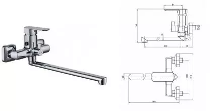 Смеситель для ванны «Aquanet» Cinetic AF120-21С хром