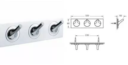 Планка с крючками «Vitra» Istanbul A48012 на стену хром