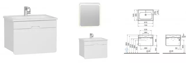 Тумба с раковиной «Vitra» D-Light 70 (D-Light 70) подвесная белая Тумба с раковиной «Vitra» D-Light 70 (D-Light 70) подвесная белая