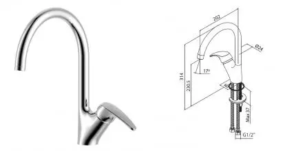 Смеситель для кухонной мойки «Damixa» Capital Start HFKS07000 хром
