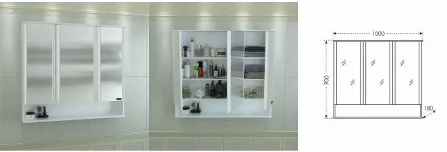 Зеркальный шкаф «СанТа» Вегас 100 без света белый