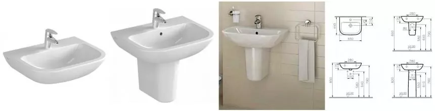 Раковина «Vitra» S20 55/44 5502B003-0001 фарфоровая белая Раковина «Vitra» S20 55/44 5502B003-0001 фарфоровая белая
