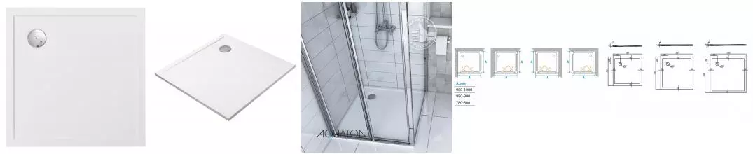 Душевой поддон «Aquaton» Калифорния 90/90 низкий из литьевого мрамора квадратный Душевой поддон «Aquaton» Калифорния 90/90 низкий из литьевого мрамора квадратный