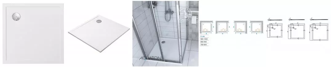 Душевой поддон «Aquaton» Калифорния 80/80 низкий из литьевого мрамора квадратный Душевой поддон «Aquaton» Калифорния 80/80 низкий из литьевого мрамора квадратный
