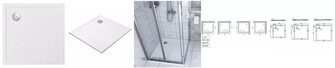 Душевой поддон «Aquaton» Калифорния 100/100 низкий из литьевого мрамора квадратный Душевой поддон «Aquaton» Калифорния 100/100 низкий из литьевого мрамора квадратный
